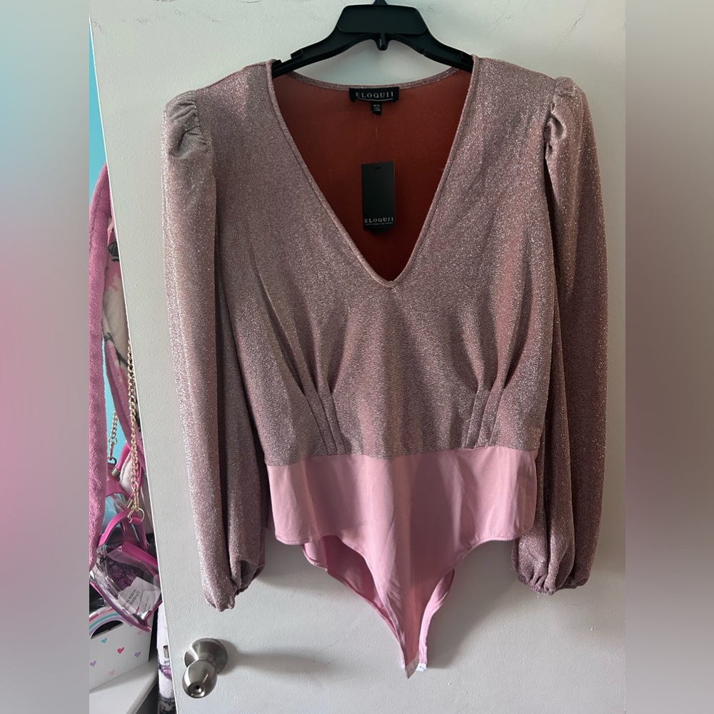 Sparkle bodysuit with shoulder pads